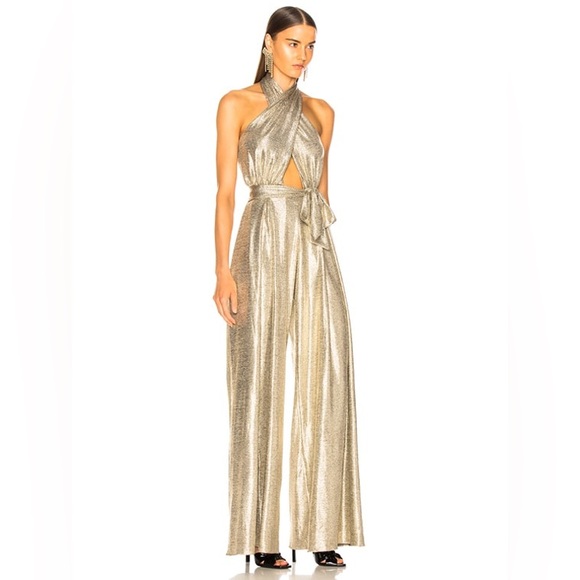 PatBo Lamé Front Wrap Jumpsuit in Platino - Picture 3 of 11